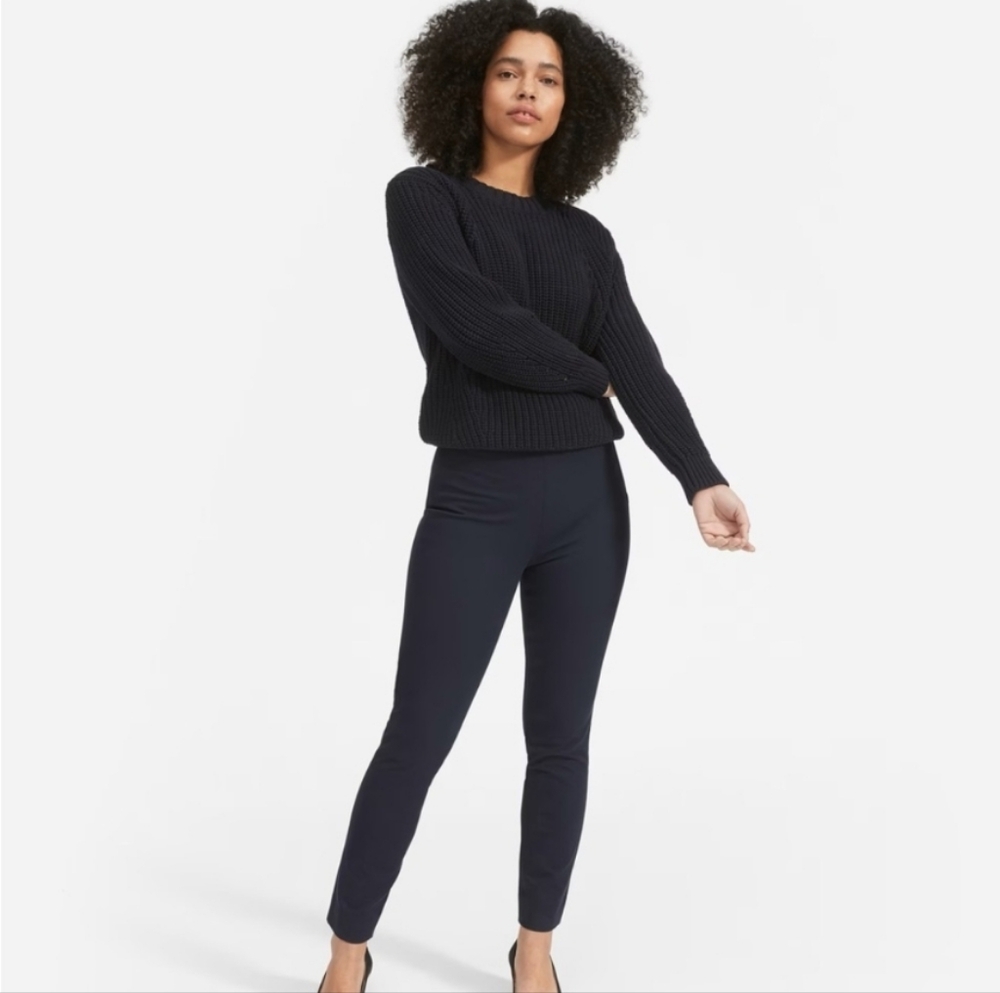 2/$25 Everlane Pants, Elastic Waistband, Back Slit Work Pants, Black Size 2